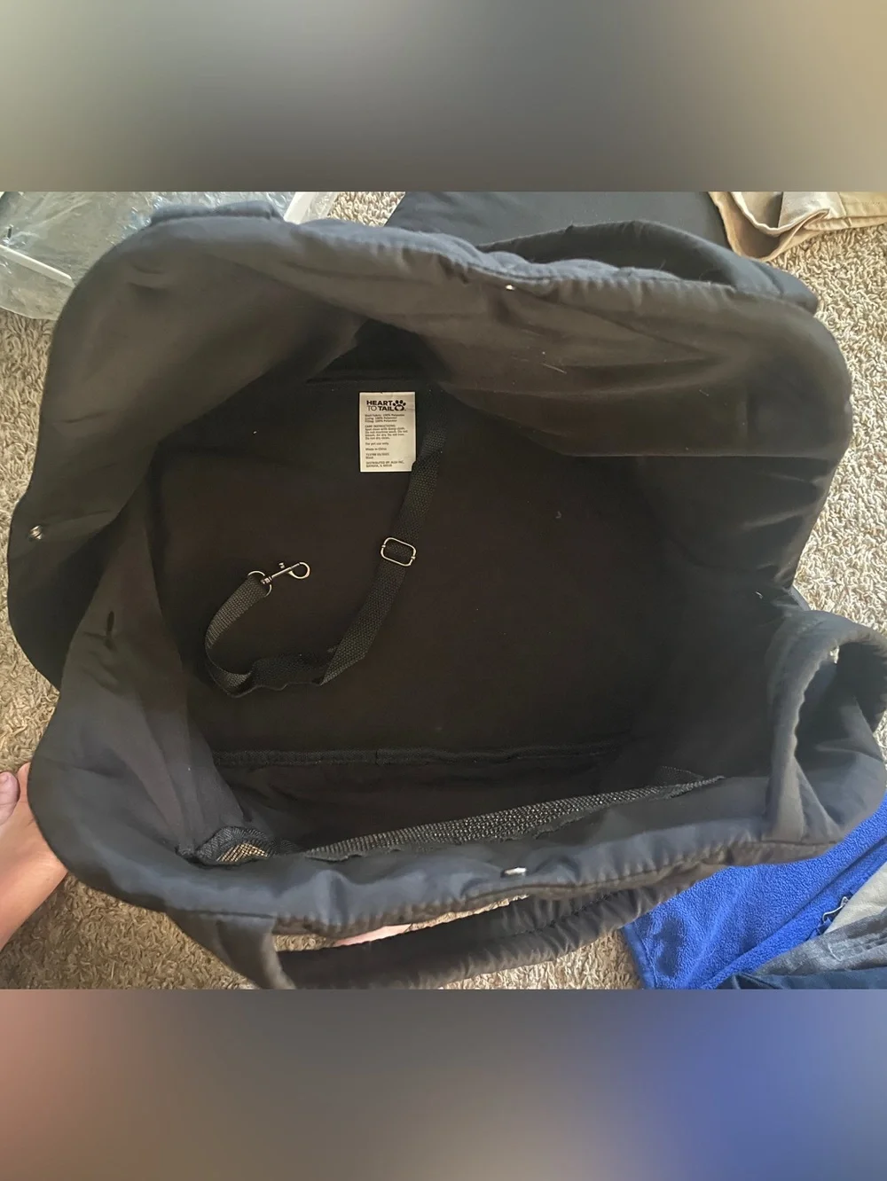 Quilted Black Pet Carrier Tote - Comfortable Travel Bag for small animals